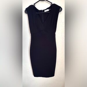 Calvin Klein Black V-Neck Bodycon Midi Dress